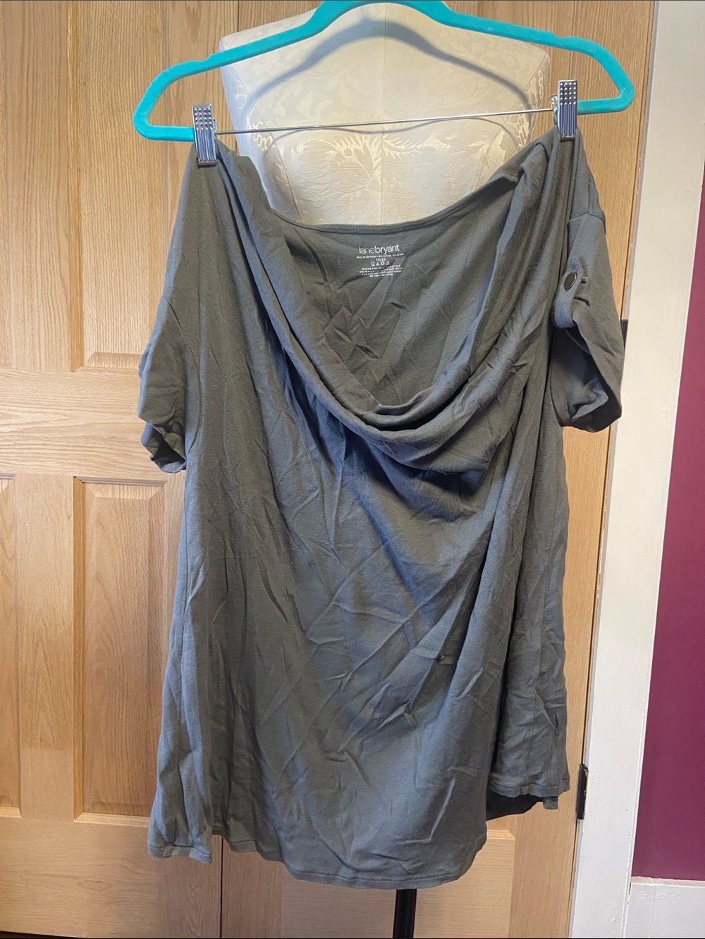 Lane Bryant Draped Cowl Top with Rolled Snapped Sleeves